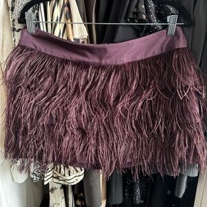 Club Monaco Plum Feathered Mini Skirt